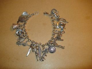 CHARM BRACELET Vintage Mexican Heritage MEXICO 51 grams Solid SILVER