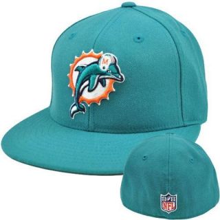 NFL Miami Dolphins Teal Flat Bill Fitted 6 7 8 Wool Youth Kids Hat Cap