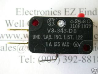 Micro Switch V3 343 D8 110P1872 SPDT 1A 125VAC New