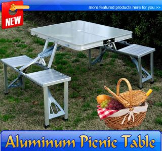 Outdoor Aluminum Picnic Table Set Portable Folding Camping Table with