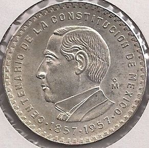 Mexico Coin 1957 5 Pesos Silver 0 4170oz AU