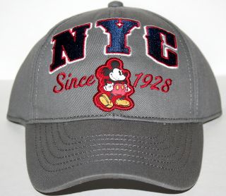 Vintage 1928 Mickey Mouse Disney NYC Store Hat Baseball Cap Gray New
