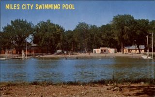 Miles City MT Swimming Pool Lake Postcard