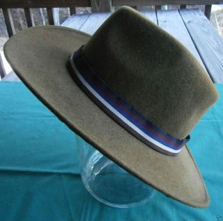 Vintage Liz Claiborne Olive Felt Look 100 Wool Hat Wide Brim L XL