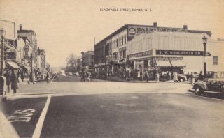 Dover, N.J. Old Postcard Blackwell Street.F . W. Woolworths on the
