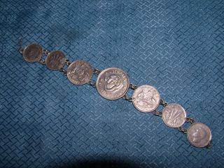 WWII 1942 Australia Shilling Six Pence Coin Bracelet