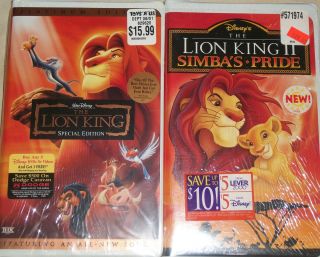 The Lion King The Lion King II Simbas Pride VHS New SEALED