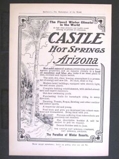 1906 Castle Hot Springs Resort Magazine Ad Arizona Vacation Mineral