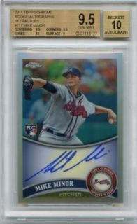 2011 Topps Chrome 217 Mike Minor Refractor Auto RC 358 499 Braves BGS