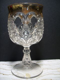 G70 Heart with Thumbprint Clearw gold Goblet EAPG Early American