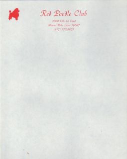  c1960s Red Poodle Club Letterhead Baker Hotel Mineral Wells Texas TX