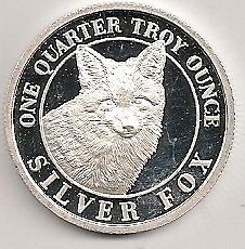 One Quarter Troy Ounce SILVER FOX round   .999 PURE SILVER