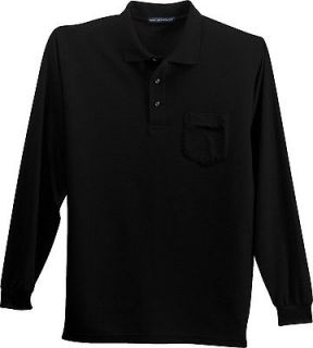 Port Authority   Silk Touch Long Sleeve Polo Sport Shirt with Pocket