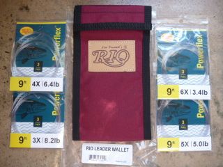 RIO LEADER WALLET filled with 12 leaders Rio 3x 4x 5x 6x Fly Fishing
