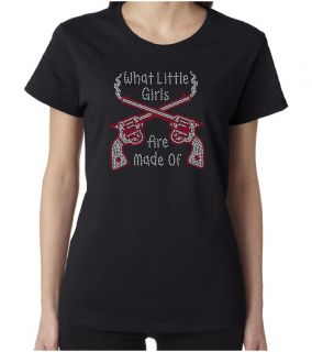Girls Are Made Of Rhinestone Smoking Guns Womens SS T Shirts S 3XL