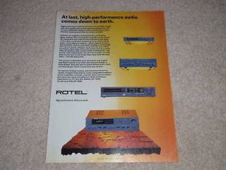 Rotel Receiver, CD, Amplifier, Tuner Ad, 1987, Article