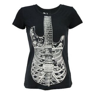 Abbey Dawn   2XL   Skeletar Black Tee T Shirt Fitted Guitar Rocker