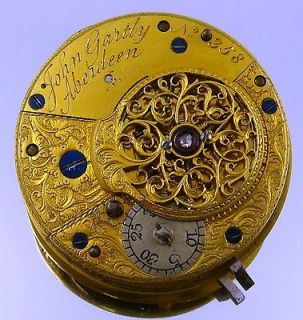 SCOTTISH Fusee CYLINDER Pocket Watch mov by GARTLY, ABERDEEN c1800