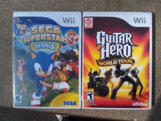 6C22 VIDEO GAMES FOR WII, GUITAR HERO & SUPERSTAR TENNIS, UNTESTED