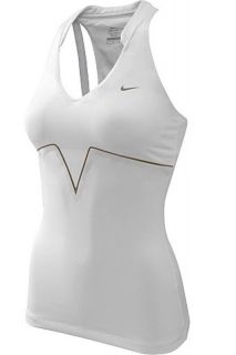 Nike Womens Maria Ace Tennis Tank Top Sports Bra Training Dance White