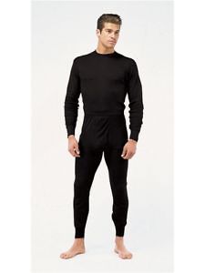 Mens Wool Bld Thermal Underwear 2pc Set Black / Beige sizes S XXL
