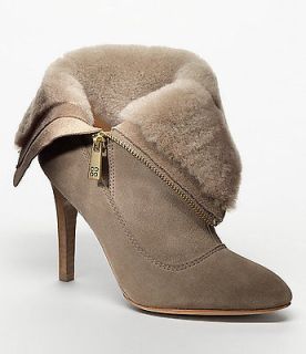 COACH Adelina Bootie 6.5 NIB Taupe Suede Fur Boot Tan A7353 Short