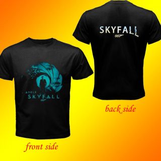 Bond 007 Skyfall Theme Song By Adele 2 Sides Black T Shirt Size S 3XL