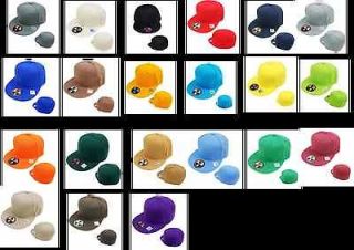 Fitted Baseball Hat Cap Plain Basic Blank Color Flat Bill Visor