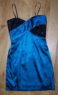 Blue & Black Sequin Harley Logan Dress By Adrianna Papell Size XS