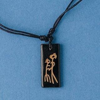 Carved African Ox Bone Mother Child Pendant Necklace