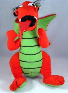 Winged Dragon Stuffed Plush Toy Mythical Creature Red Green Fire