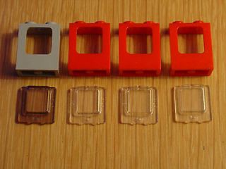 LEGO Lt Gray / Red Window 1x2x2 Plane & Trans Black / Clear Glass Lot