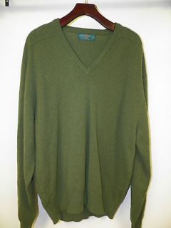MENS ALAN PAINE GREEN V NECK PULLOVER LAMBSWOOL SIZE L UK MADE