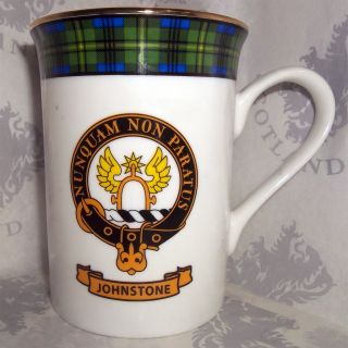 Great Gift Clan Mug with Crest & Motto Scotland Johnstone