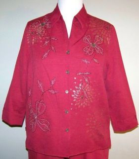 ALFRED DUNNER Taste Of Morocco Brick Red Shirt Jacket, 14 *NWT $50