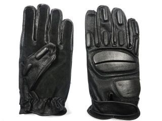 MENS LEATHER POLICE STYLE BIKER MOTORCYCLE PADDED GLOVES ALL SIZES