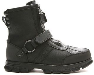 Polo by Ralph Lauren Conquest Hi II Leather Boots Black New