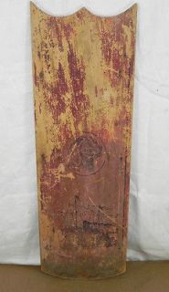 Vintage Primitive Folk Art Painted Sled Top,Dog Battleship Motifs,Wood
