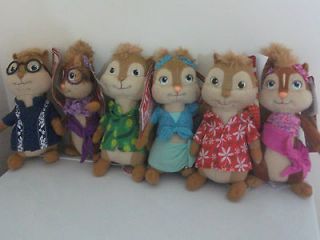 Set Of 6 ALVIN AND THE CHIPMUNKS Chipwrecked Plush / Soft Toys 20cm