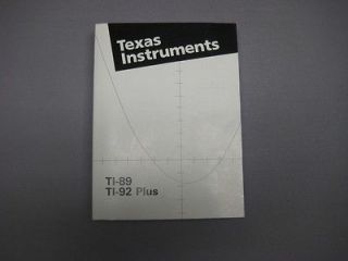 Texas Instrument TI 89/TI 92 Plus Graphing Calculator Manual ONLY
