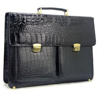faux leather handbag crocodile alligator big briefcase messenger bag