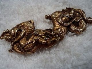 VTG Alva Studios Chinese/Japanese Dragon Gold Plated Pin Brooch Museum