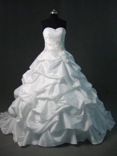 Luxury Taffeta Long Train Wedding Dress Bridal GOWN SIZE 18,20,22,24