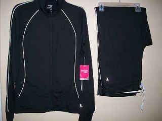 NEW Danskin Now 2 pc warm up set Pants & Jacket XL black w/white