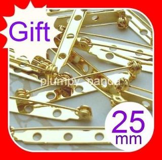 Brooch back Safety Locking Bar Pins yellow Gold plated 20pcs 25 x 5mm