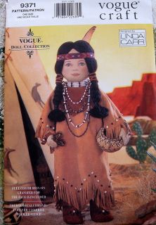 Vogue native american doll pattern Linda Carr 18 iron on face Indian