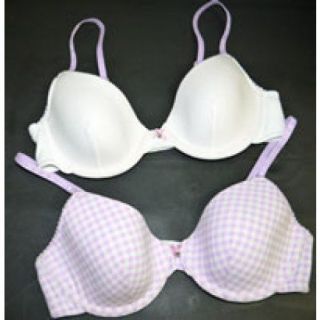 Underwired Lightly Padded White Lilac Bra Teen Angel   Cotton Rich