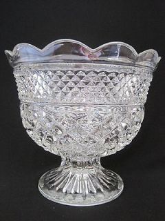 Vintage ANCHOR HOCKING WEXFORD Large Clear Crystal Glass Pedestal