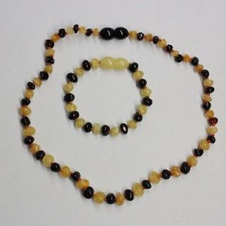 Baroque Style Milky/Cherry Baltic Amber Teething Necklace/Bracelet Set