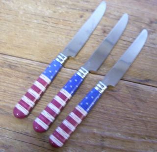 Kimble Colonial 3 Dinner Knife Stainless American USA Flag Knives